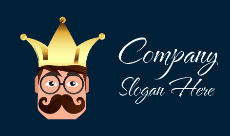 Mustache Cartoon King Logo