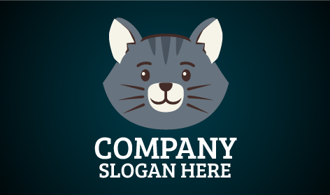 Logo Kucing Berbulu Halus Abu-abu