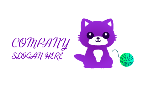 Green Knitting Ball Cat Logo