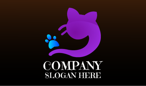 Purple Mustache Cat Logo