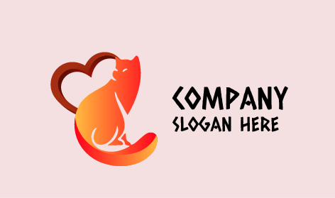 Logotipo De Gato Corazón Rojo