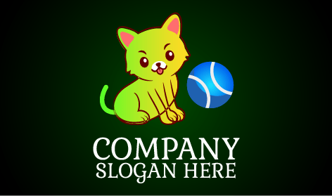 Logo Kucing Bola Bergaris Putih