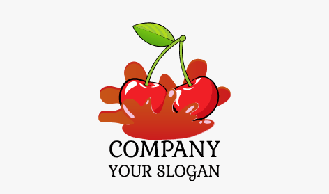 Cartoon Red Cherry Logo