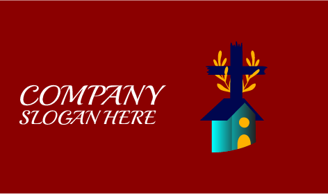 Logo Dell'edificio Della Chiesa Con Tetto Blu