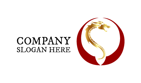 Logotipo Del Círculo Del Dragón Dorado Aburrido