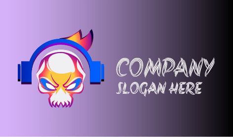 Logotipo De Jogos De Computador De Fone De Ouvido De Caveira