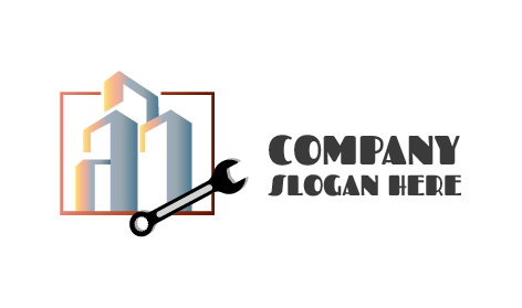 Logo Di Costruzione Chiave Inglese Nera