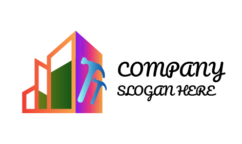 Blaues Hammerbau-Logo