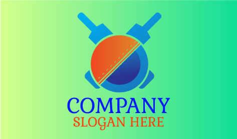 Blue and Red Ball Crest Cricket Logo