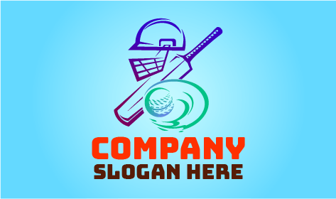 Logotipo De Críquete Com Capacete Azul