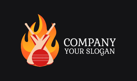 Orange Flame Cricket Ball Logo