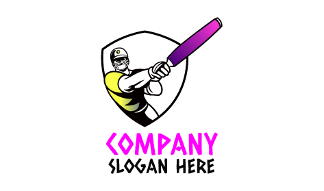 Pink Swinging Cricket Bat Logo