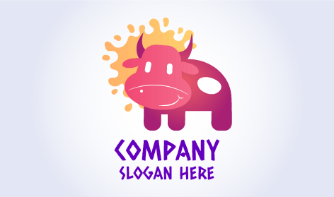 Logo Susu Sapi Merah Muda Kartun