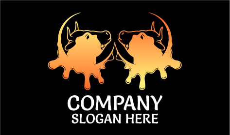 Logotipo De Productos Lácteos Con Salpicadura De Leche De Color Naranja