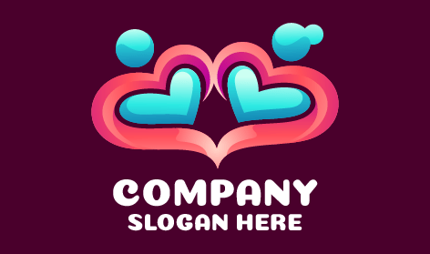Affectionate Couple Hearts Dating Logo
