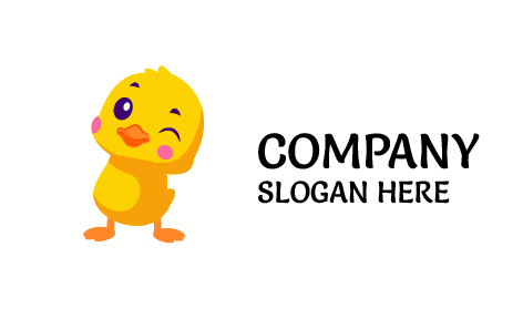 Adorable Logotipo De Pato Guiñando El Ojo