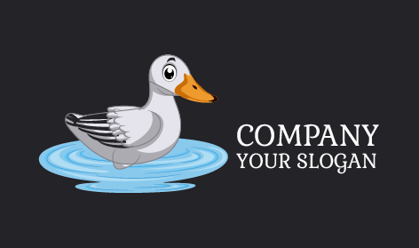 Cute Duck Swimming Logo