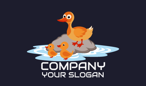 Orange Duck Family Logo