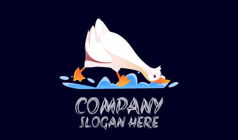 White Falling Duck Logo
