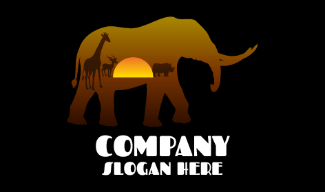 Olive Green Elephant Silhouette Logo