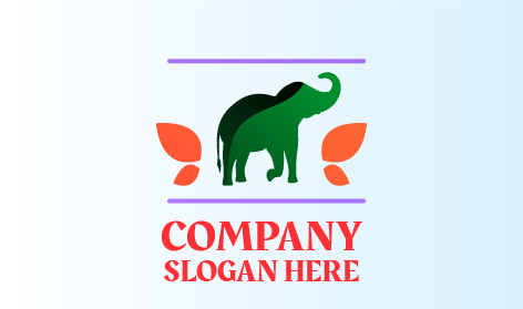 Logotipo De Elefante Con Hojas Anaranjadas