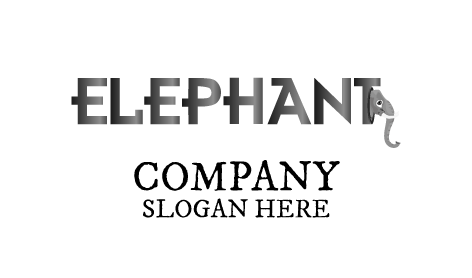 Silver Typography Elephant Logo