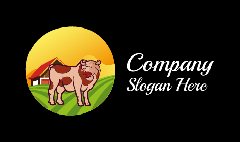 Rural Cow Farm Logo