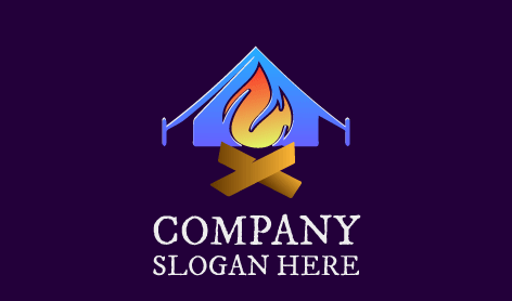 Logotipo De Fogata Azul