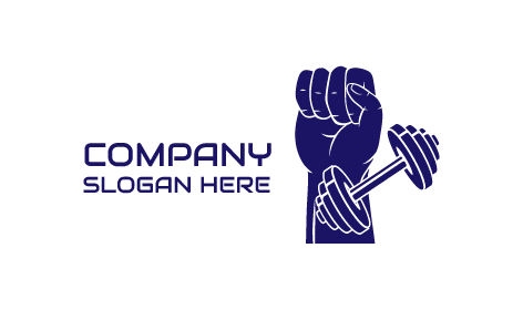 Logo Fitness Con Manubrio Blu