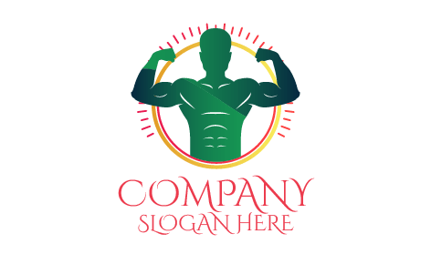 Green Bodybuilder Fitness Logo