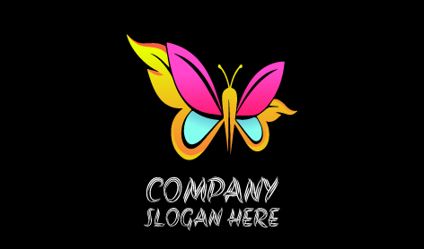 Logo Serangga Kupu-kupu Berwarna-warni