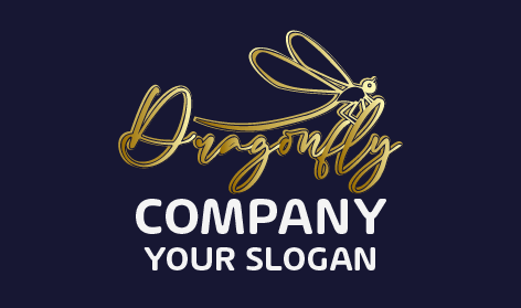 Gold Typographed Dragonfly Logo