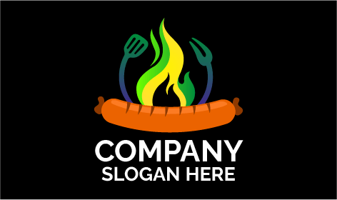 Grilled Sausage Food Logo