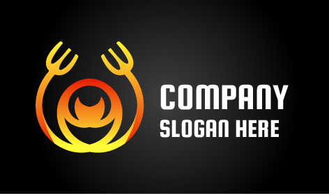 Orange Toasting Fork Food Logo