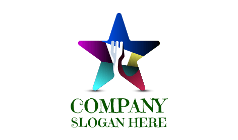Premium Star Fork Food Logo