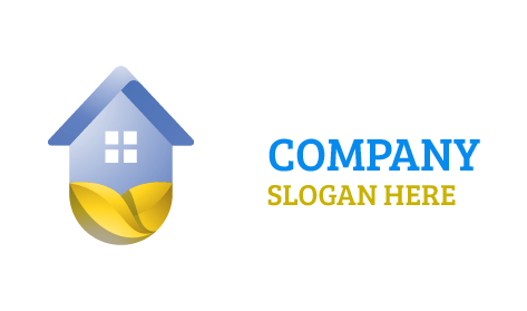 Logotipo Da Casa Do Jardim De Folhas Douradas