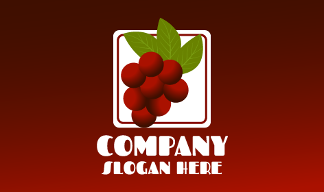 Red Grapes Cluster Logo