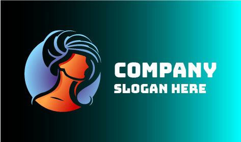 Logo De Coiffeuse Aux Cheveux Bleus