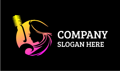 Logo De Coiffeur Avec Brosse Ronde En Poils De Sanglier