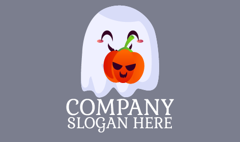 Logotipo De Halloween Con Fantasma Sonriente Blanco
