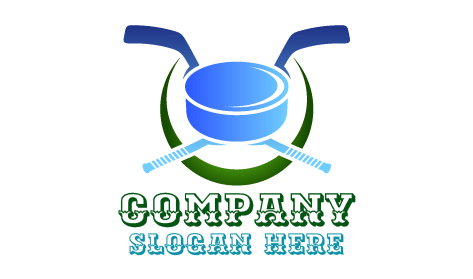 Ice Hockey Sticks Ball Logo