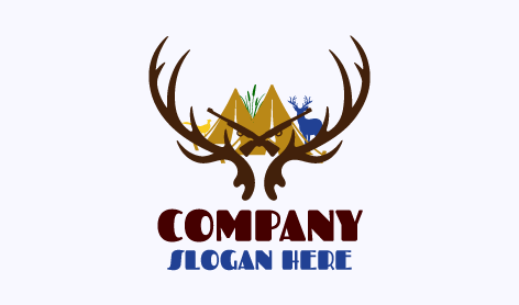 Brown Deer Antlers Hunting Logo