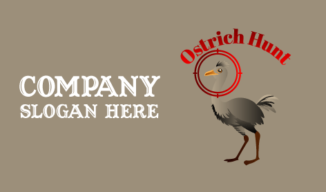 Logo Tanda Kata Berburu Burung Unta Merah