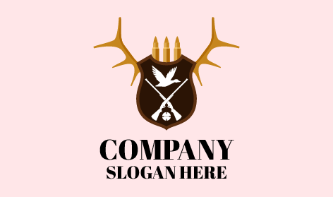 Logotipo Elegante De Caza Con Cuernos De Ciervo