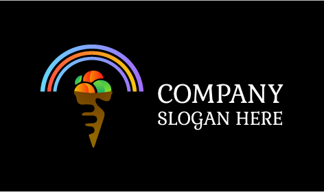 Rainbow Cone Ice Cream Logo
