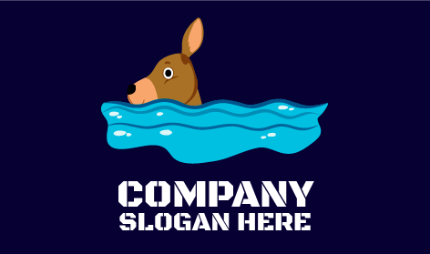 Logo Du Kangourou Brun en Train De Se Baigner