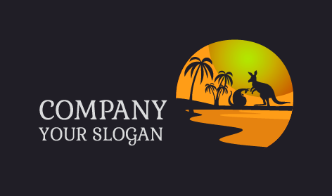 Logo De Paysage Pittoresque De Kangourous