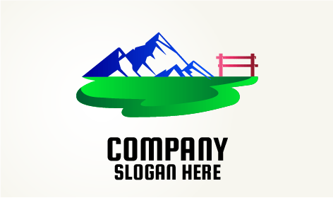 Blaues Berglandschaftslogo