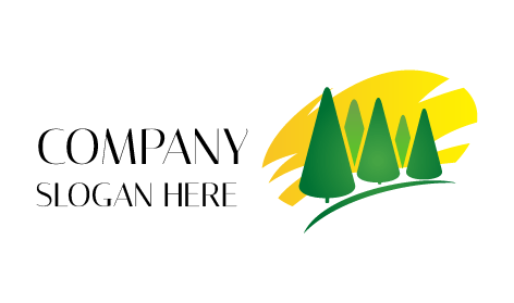 Logotipo De Jardinería Con Cipreses Verdes