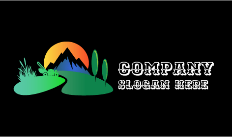 Mountainous Grass Mower Landscape Logo